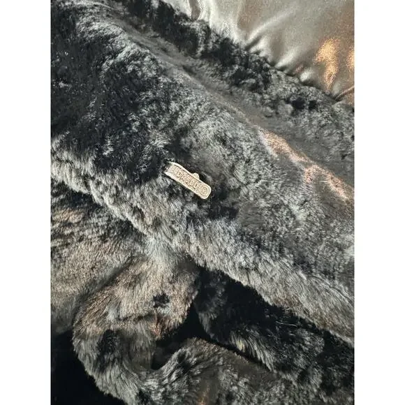 VTG Dasco Faux Fur Black Long Womens Size Large Mob Wife Glamour Silky Soft - Picture 7 of 8